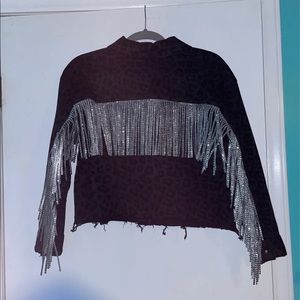Rhinestone Fringe Denim Jacket